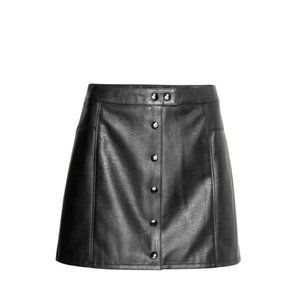 Button Down Leather Skirt